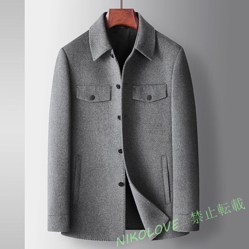 ☆新品ビジネスコート メンズコート カシミヤ ウールコート チェスターコート 厚手 WOOL ロングコート 紳士 アウター グレー XL~4XL LK495拍卖