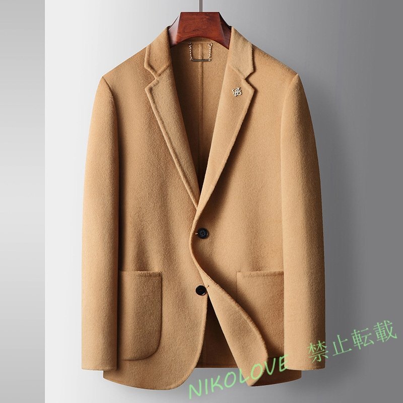 ☆新品ウールコート ビジネスコート 高級 WOOL メンズコート カシミヤ チェスターコート ロングコート 紳士 アウター カーキ XL~4XL LK456拍卖