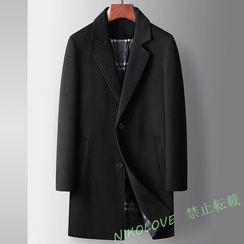 ☆新品ビジネスコート メンズ テーラードジャケット 紳士スーツコート 厚手 ダウン綿ジャケット ウール ブラック XL~3XL LK297拍卖