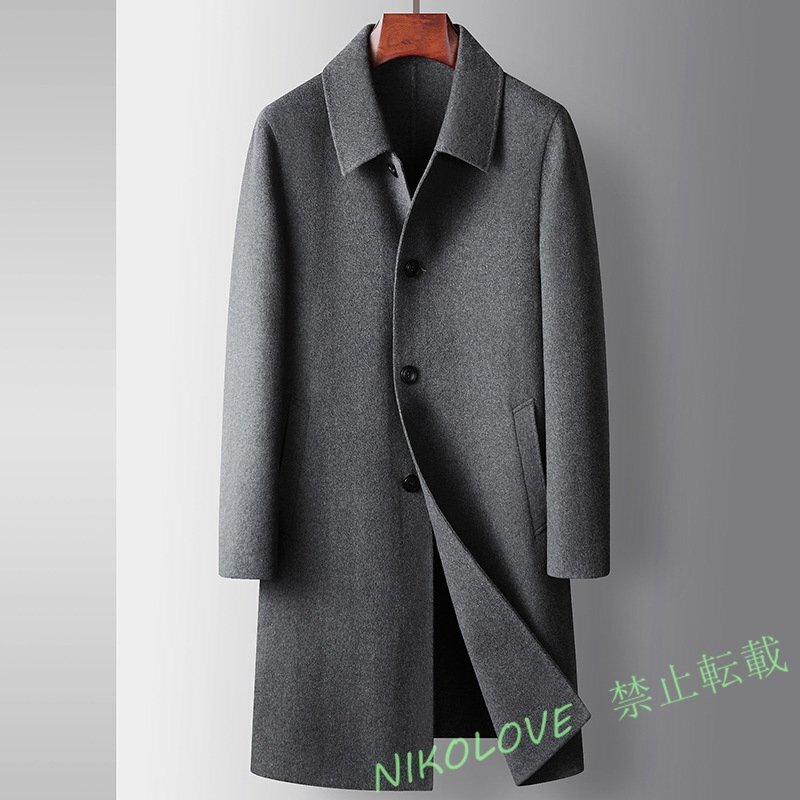 ☆新品ウールコート メンズコート ロングコート カシミヤ 紳士 ビジネスコート 厚手 スーツ チェスターコート グレー XL~3XL LK333拍卖