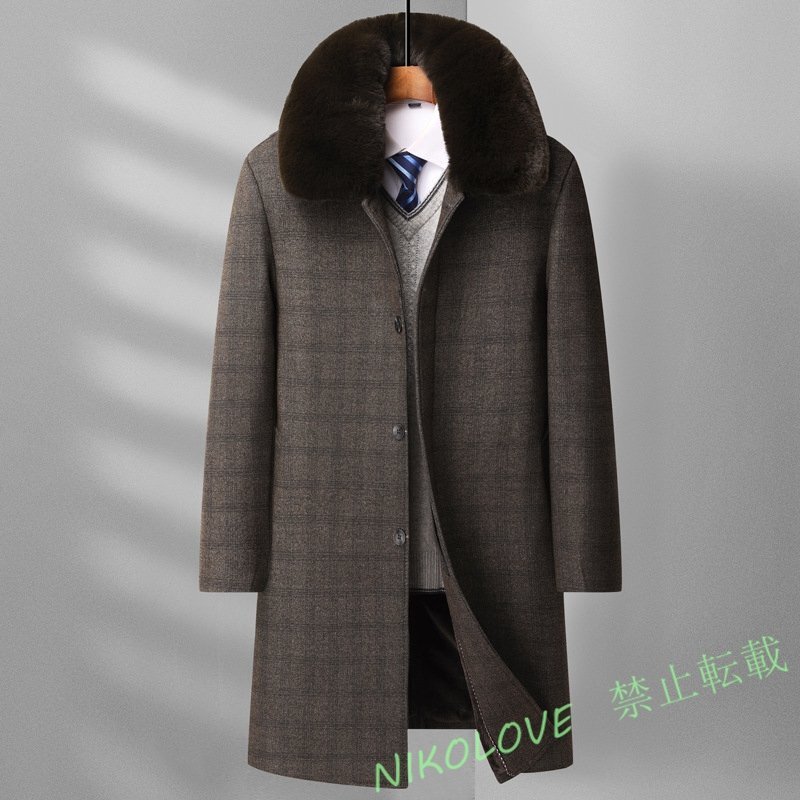 ☆新品ウールコート カシミヤコート メンズ 厚手 裏フリース 紳士スーツ ジャケット ロングコート ビジネスコート グレー XL~4XL LK267拍卖