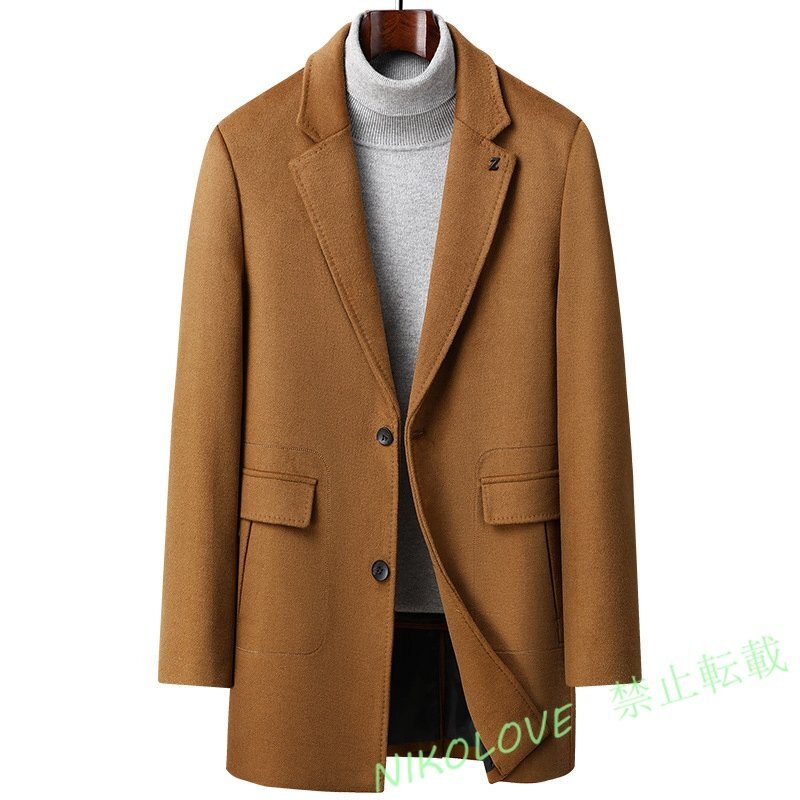 ☆新品ダウンコート セレブ WOOL ウールコート メンズ ビジネスコート ロングコート 紳士服 スーツ 厚手 キャメル M LK307拍卖