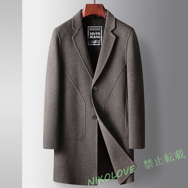 ☆新品ビジネスコート ロングコート 高級 ウールコート セレブ WOOL 厚手 カシミヤコート 紳士スーツ チェスターコート 珈琲色 L LK365拍卖