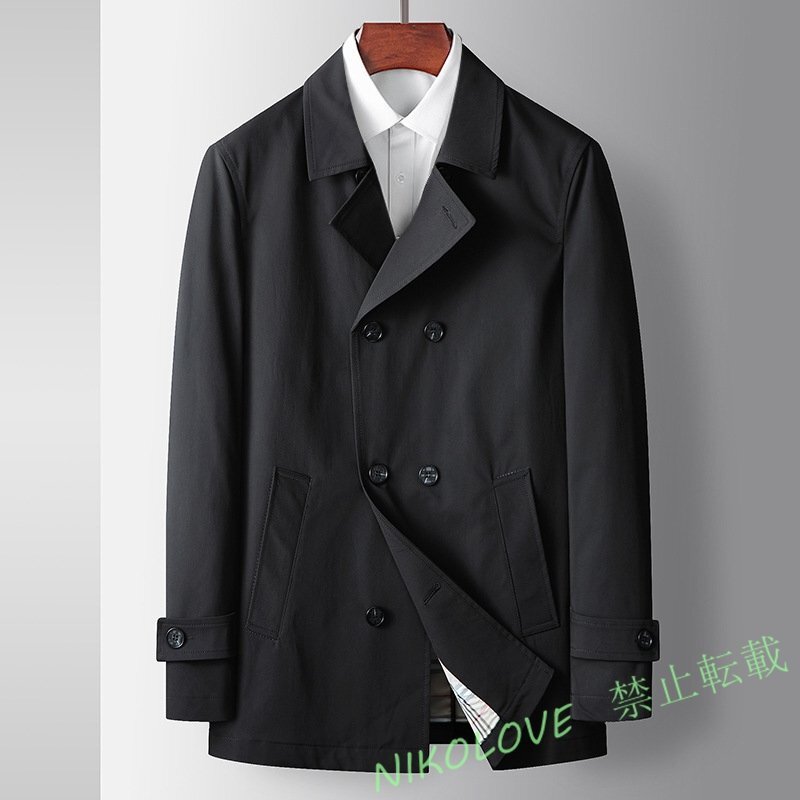 ☆新品スプリングコート メンズ ビジネスコート 紳士服 防寒防風 ステンカラーコート チェスターコート アウター ブラック XL~4XL LK129拍卖