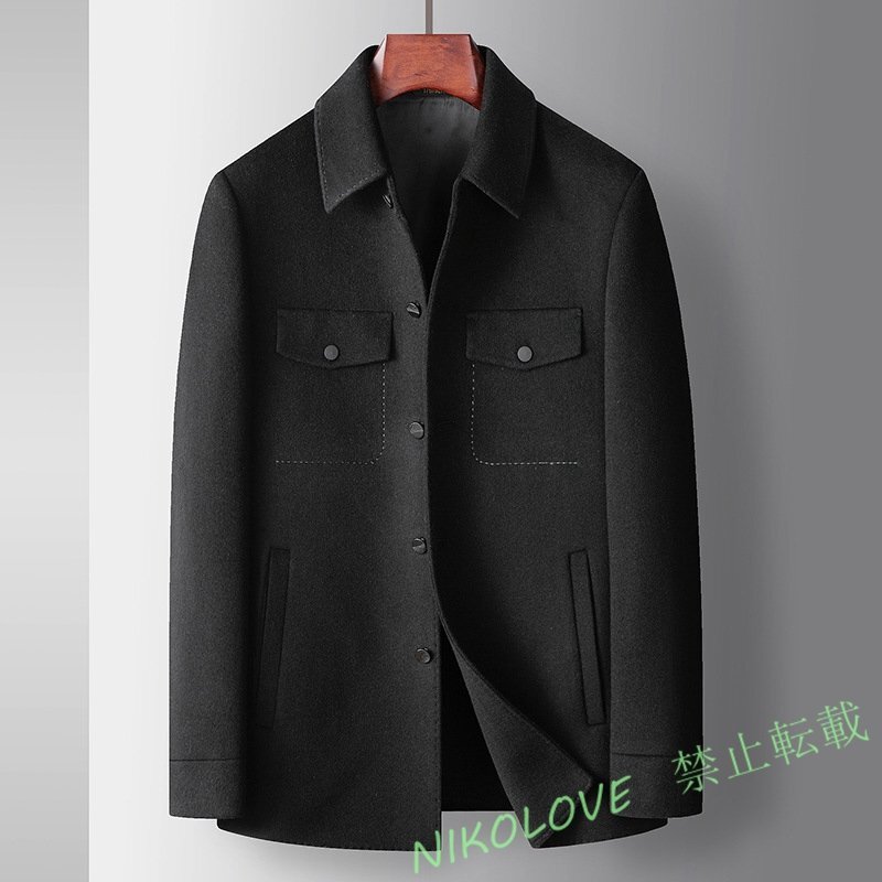 ☆新品ビジネスコート メンズコート カシミヤ ウールコート チェスターコート 厚手 WOOL ロングコート 紳士 ブラック XL~4XL LK492拍卖