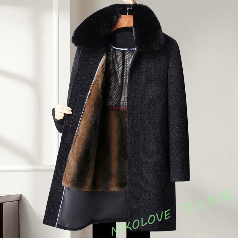 ☆新品ダウンジャケット メンズ 厚手 ビジネスコート 高級 ロングコート WOOL ウールコート 紳士スーツ ブラック L LK341拍卖