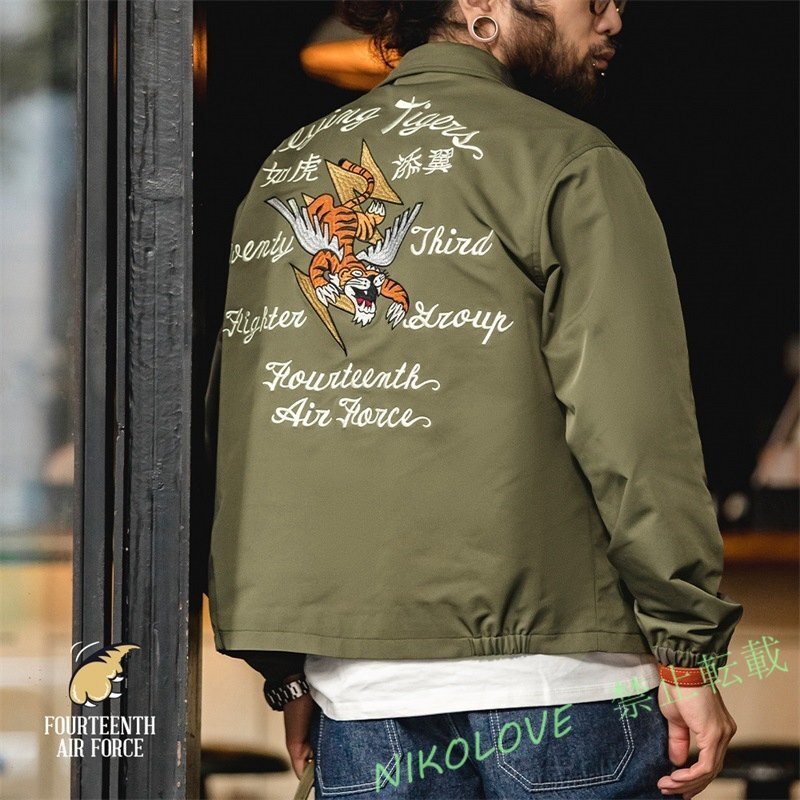 ヴィンテージ仕様 A2 刺繍フライトジャケット Flyin Tigers レトロ メンズジャケット コート 新品未使用 M~XXL AA939拍卖