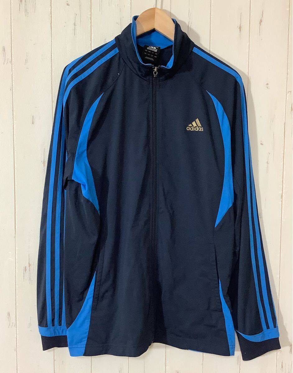 の1556 adidas アディダス トラックジャケット トレーニングウェア L ネイビー/ブルー ロゴ刺繍 CLIMA365 拍卖