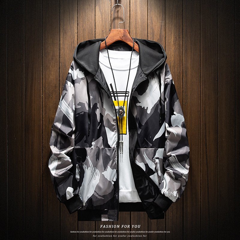 cjx1911★メンズ 春秋 ジャケット ミリタリージャケット スカジャン 両面着 アウター ブルゾン ジャンパー 大きいサイズ 灰 M~5XL拍卖