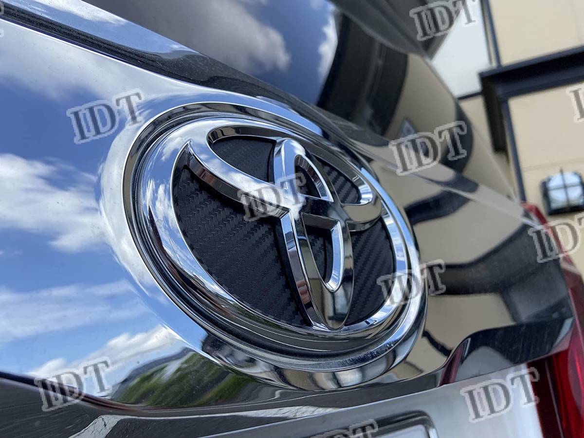 IDT ミニウエス付 30系 アルファード ヴェルファイア 黒 カーボン リアエンブレムシート 簡単取り付け スタム パーツ カバー リア ブラック拍卖