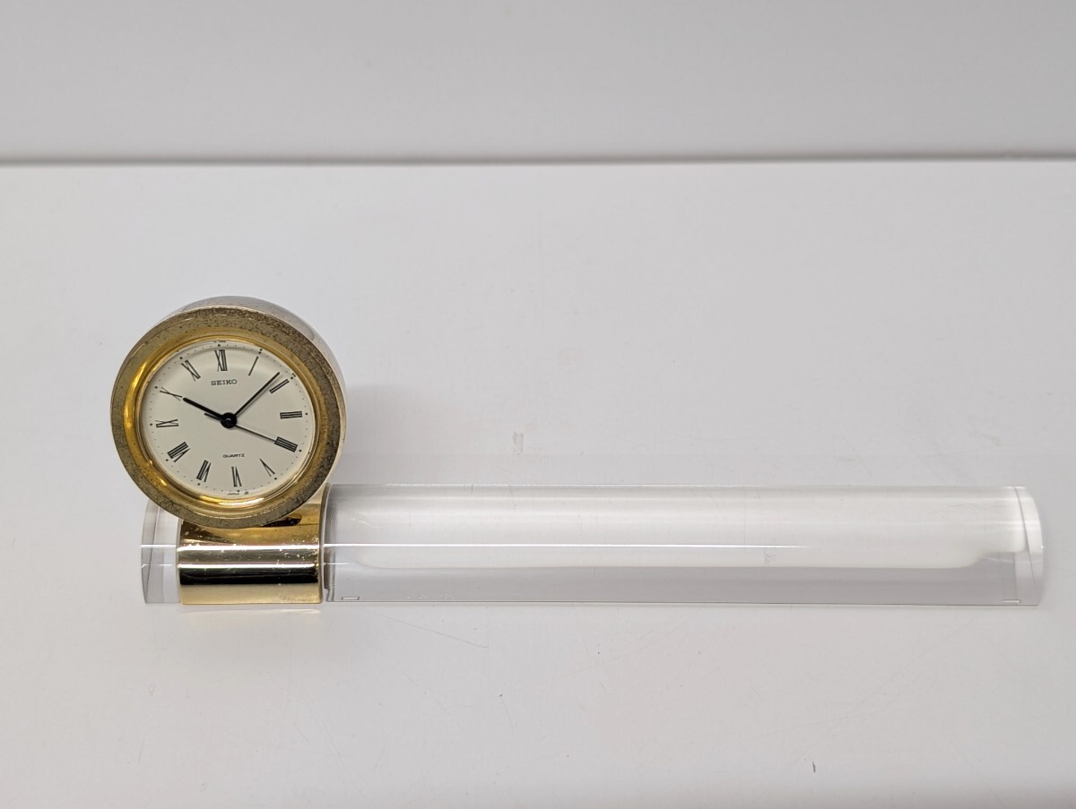 ☆稼働品☆ SEIKO セイコー ペーパーウエイト置時計 昭和レトロ クオーツ時計 拍卖