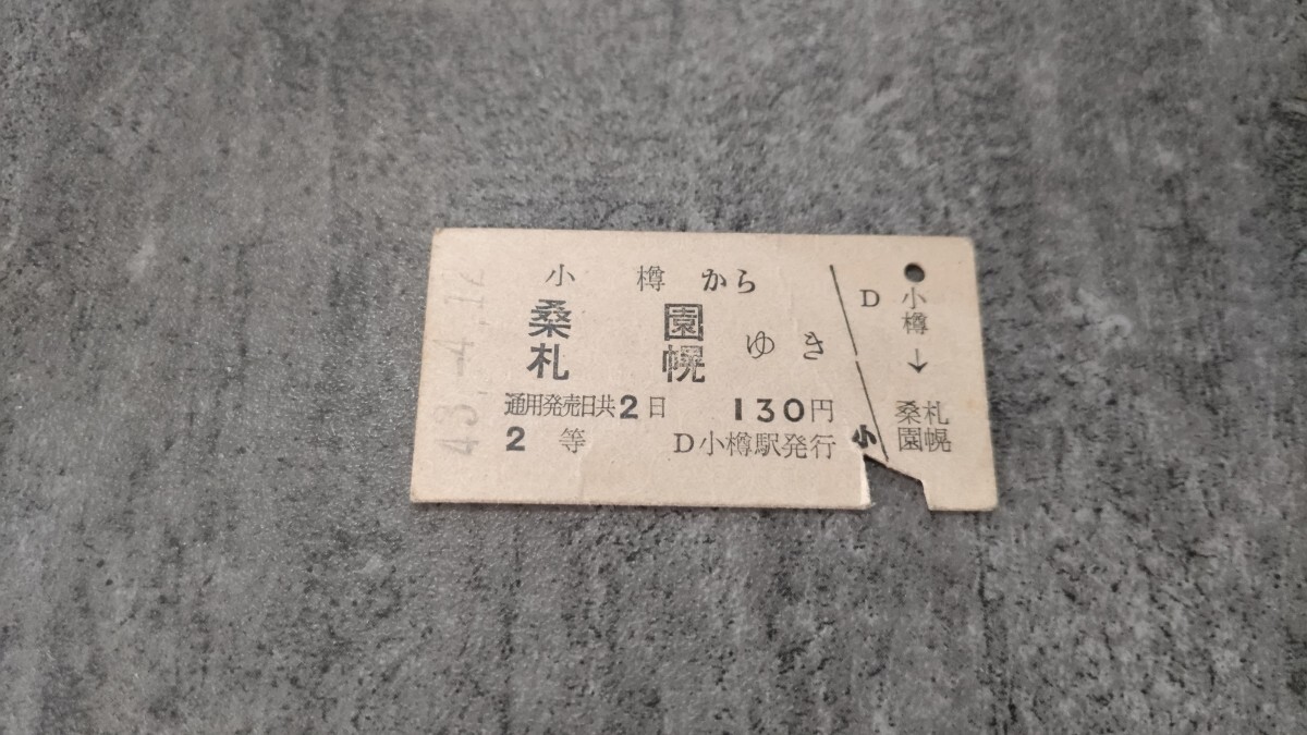 小樽駅発行「小樽→桑園・札幌ゆき」2等 硬券乗車券拍卖