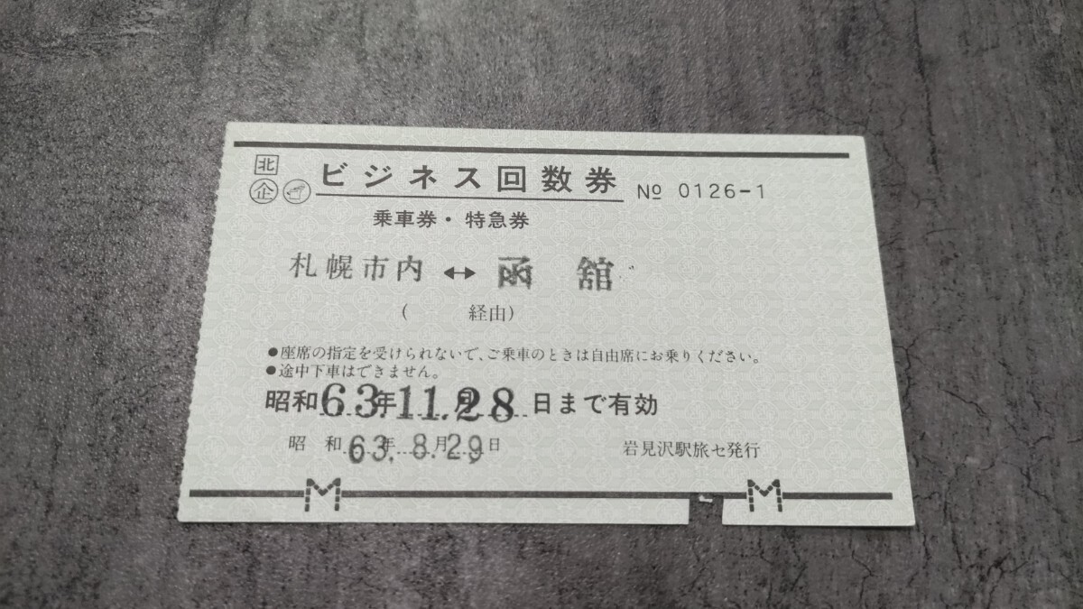 岩見沢旅行センター発行「札幌市内→函館」ビジネス回数券拍卖