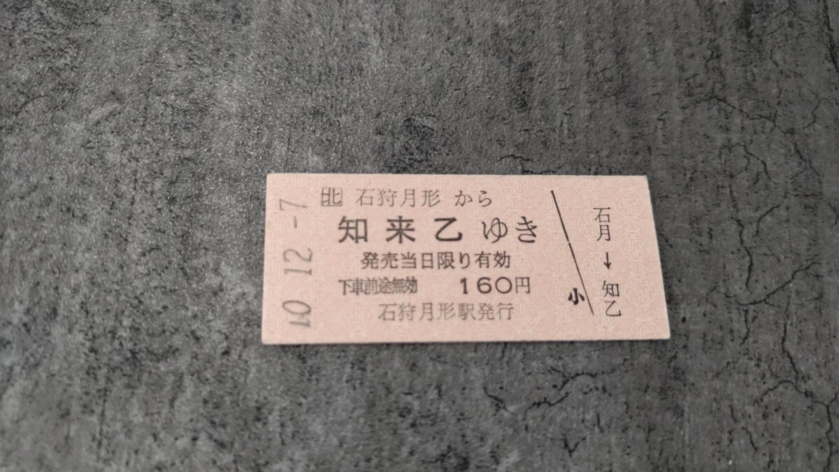 石狩月形駅発行「石狩月形→知来乙」硬券乗車券拍卖