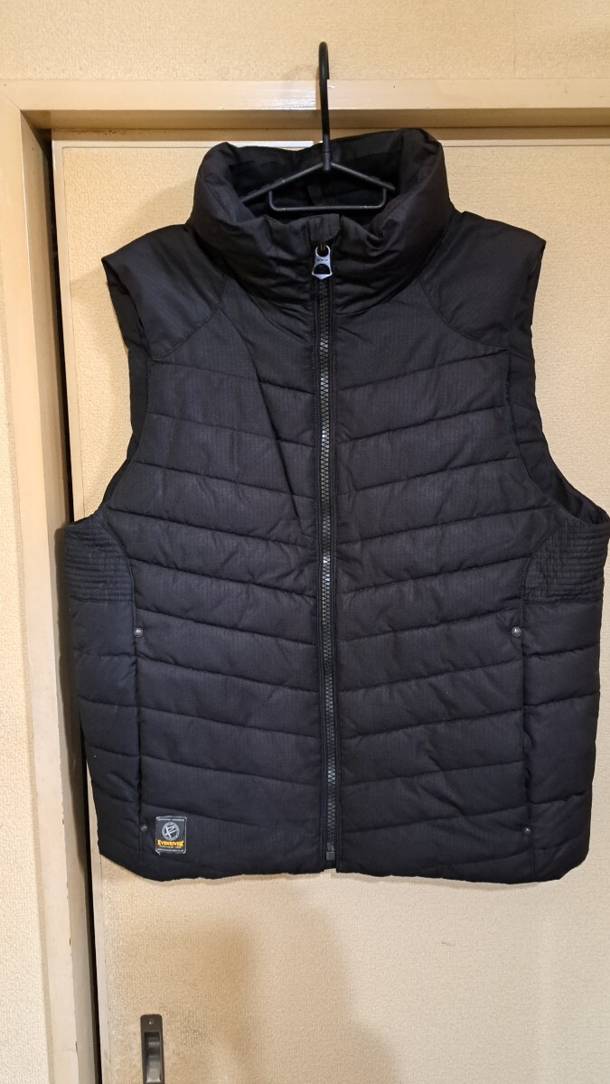 EVENRIVER イーブンリバー 中綿入りベスト 表記LL(説明欄実寸あり) マッドブラック 作業、キャンプ、カジュアル 古着ベスト拍卖