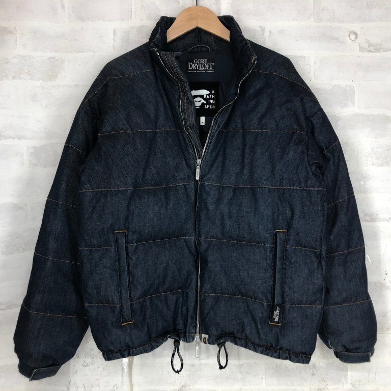 A BATHING APE アベイシングエイプ GOREDRYLOFT デニム ダウンジャケット ririジップ SIZE: M インディゴ MH632025020206拍卖
