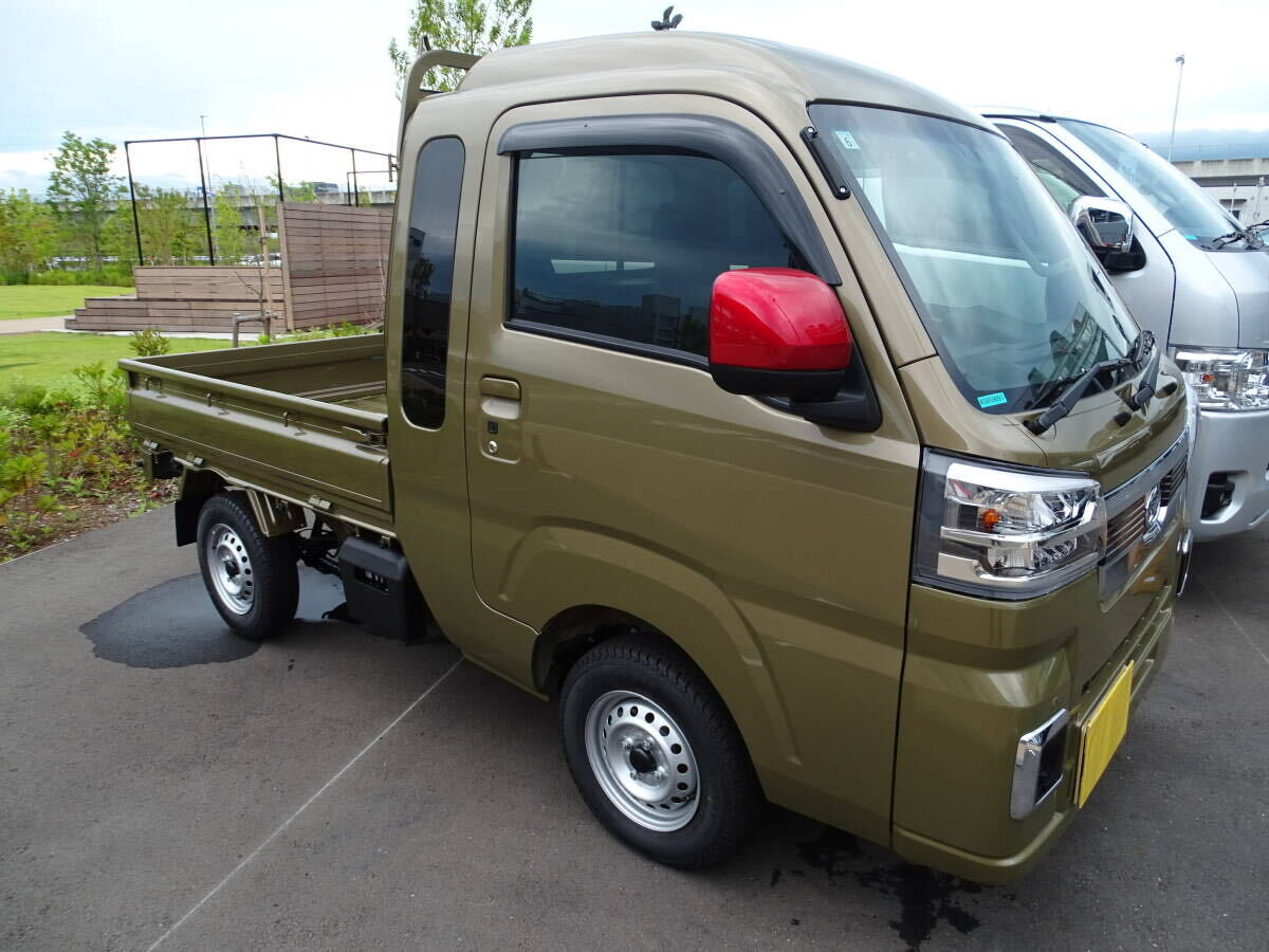 ダイハツ赤 レッドカラードアミラーカバー ハイゼットトラック ジャンボ S500 S5100系 ピクシストラック サンバートラック 後期 貼り付装着拍卖