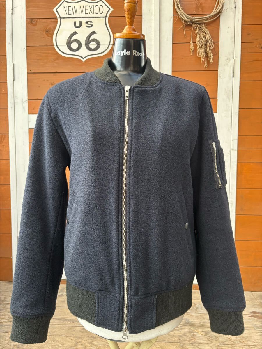 ☆Sサイズ★ハレ/HARE★ウール★中綿ジャケット/MA1型 JKT★【S】★紺/MENS/★【中古】☆拍卖