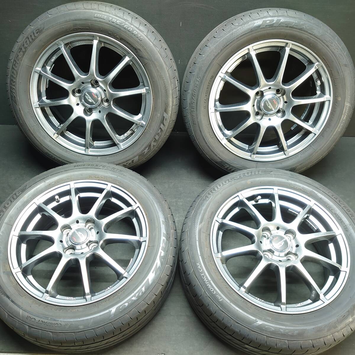 ★☆ 社外アルミ ブリヂストン 185/60R15 フィット アクア カローラ フィールダー スイフト PCD100/+40 A-TECH シュナイダー #24046 ☆★拍卖