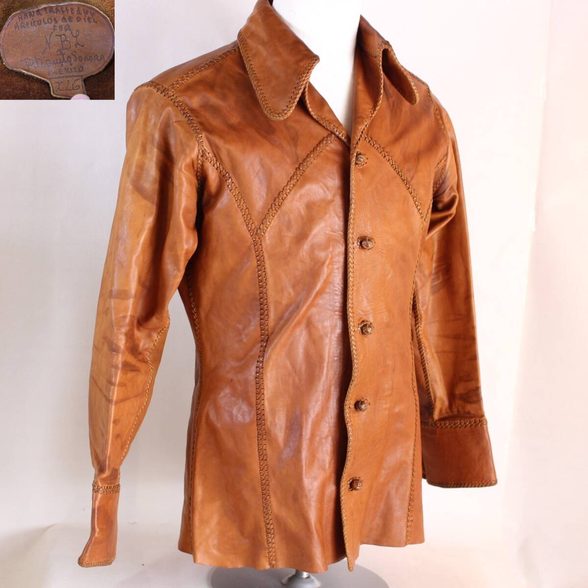 【送料無料】70's North Beach Leather レディース ウィップステッチジャケット sizeXLG ノースビーチレザー ヒッピー ヴィンテージ 古着拍卖