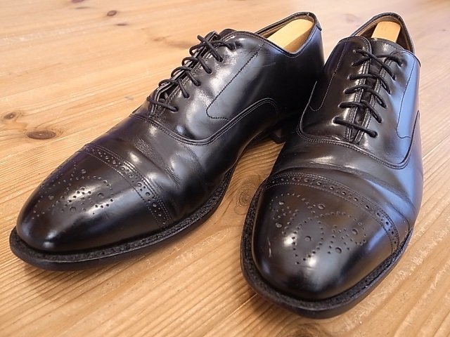 JOHNSTON&MURPHY Limited ジョンストン&マーフィー 革靴 メダリオン ストレートチップ レザーシューズ 黒 サイズ 10E 約 28㎝拍卖