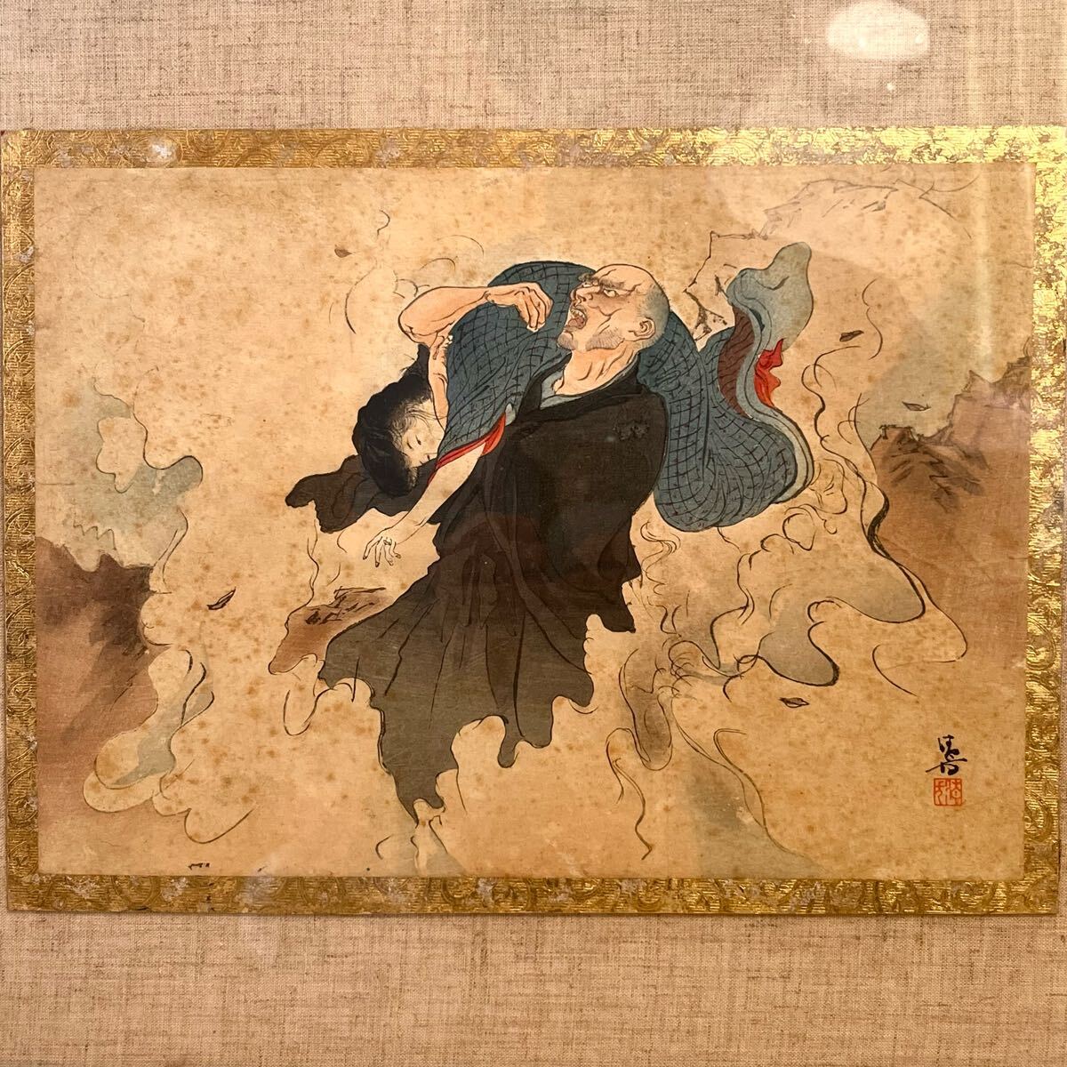 ☆ 鏑木清方 木版画 額装 真作保証拍卖