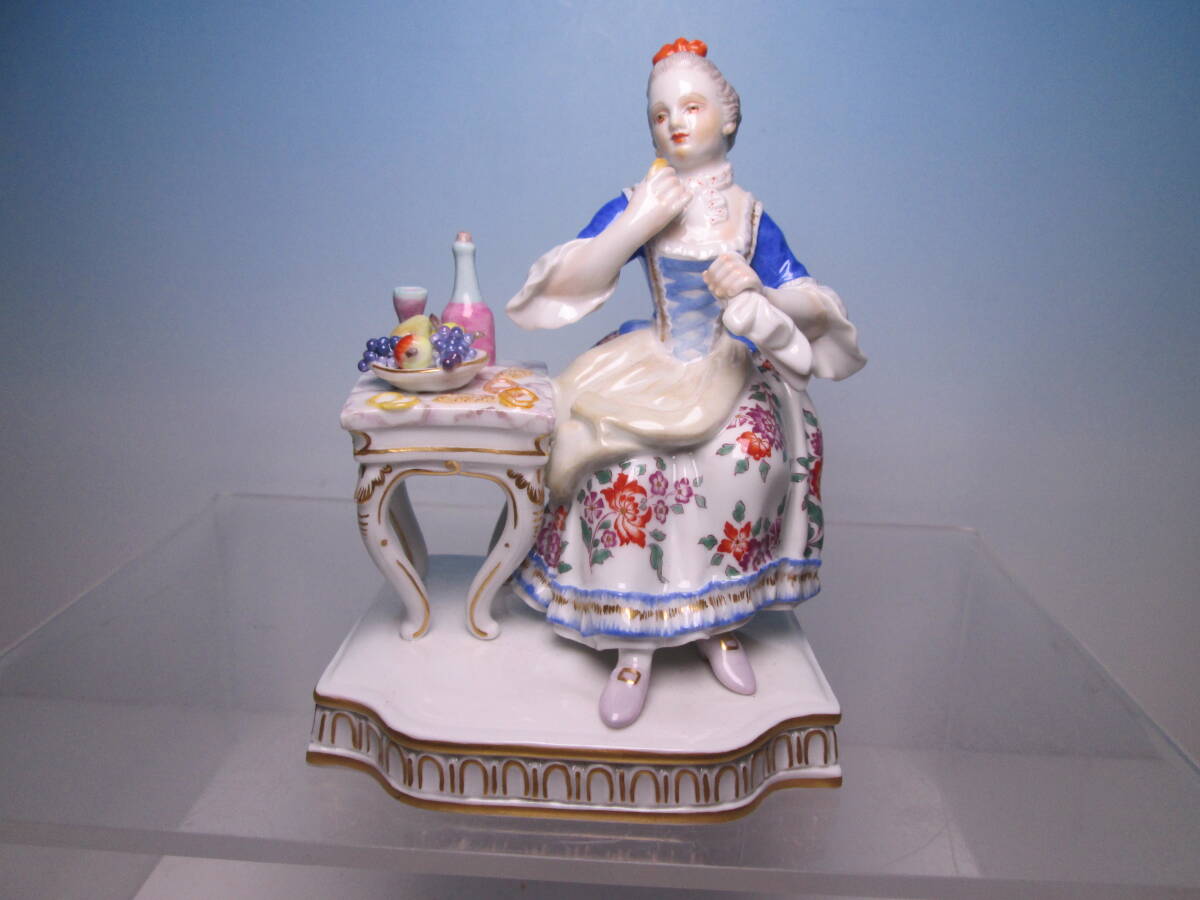 ☆Meissen マイセン 人形 『味覚 五感の寓意より』フィギュア ケース付 48万円購入品 美品 拍卖