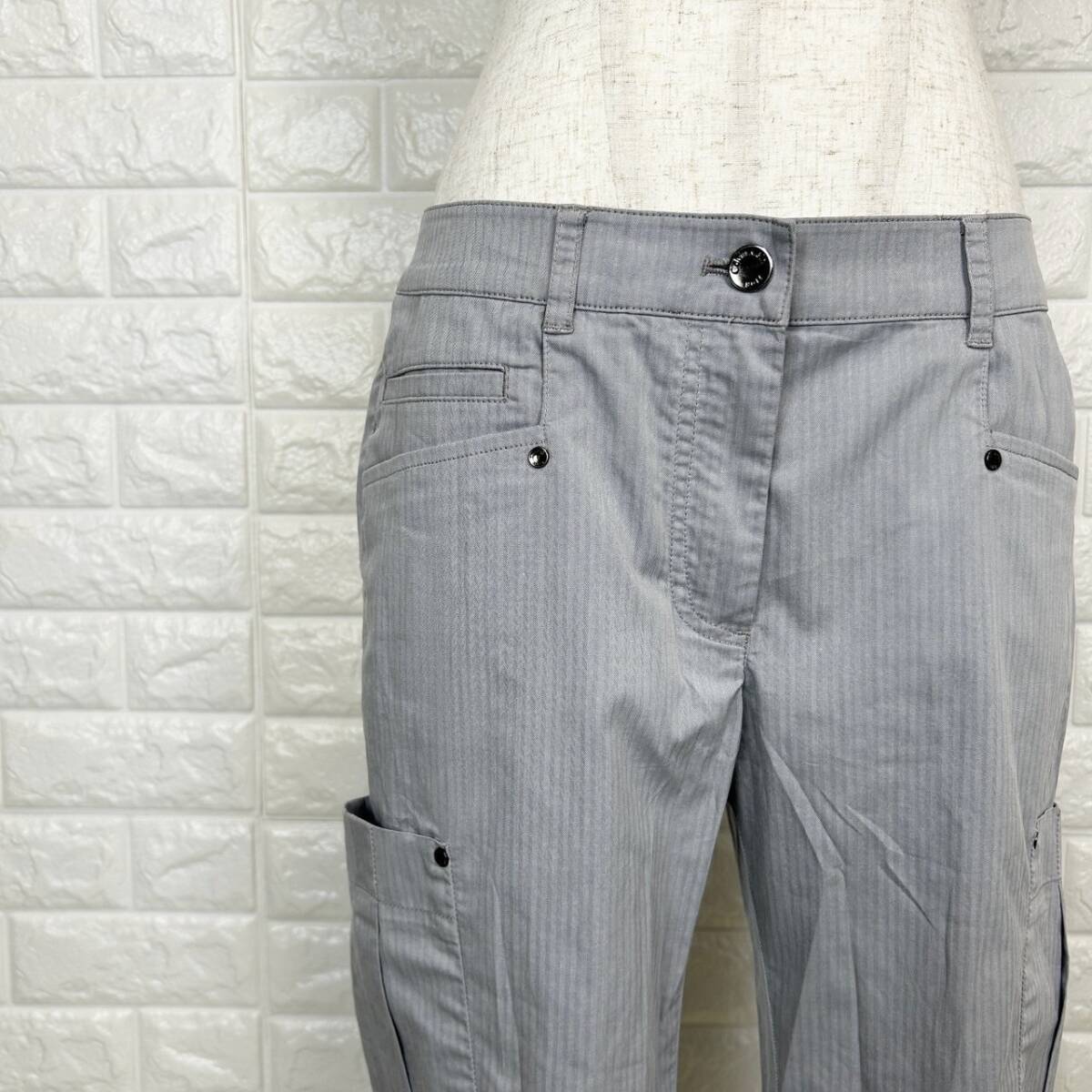 【A3009】Calvin Klein golf カルバンクラインゴルフ カーゴパンツ グレー ストライプ ゴルフウェア レディース サイズ:9(M)拍卖