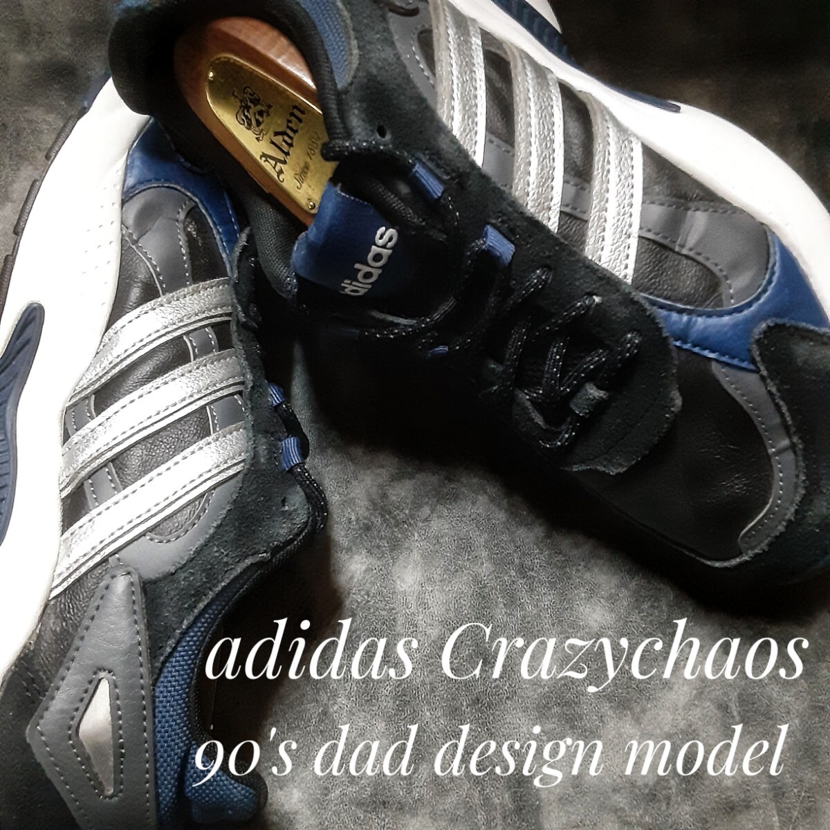 最値!21年製!希少海外モデル!ファントムカラー!90'sダッドデザイン!アディダス クレイジーカオス高級厚底 スニーカー!ブラック!黒白青 26cm拍卖