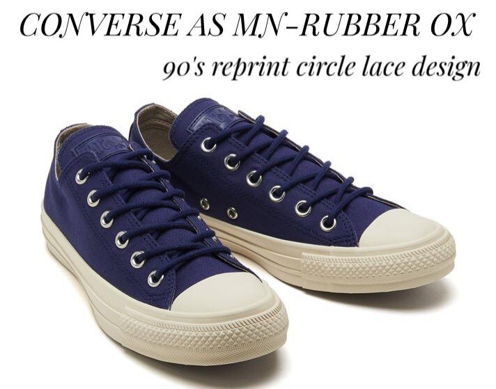 最値!新品!90's復刻!サークルレースデザイン!コンバース オールスター MN-RUBBER 高級スニーカー!名作カレッジネイビー!紺色白 24.5cm拍卖