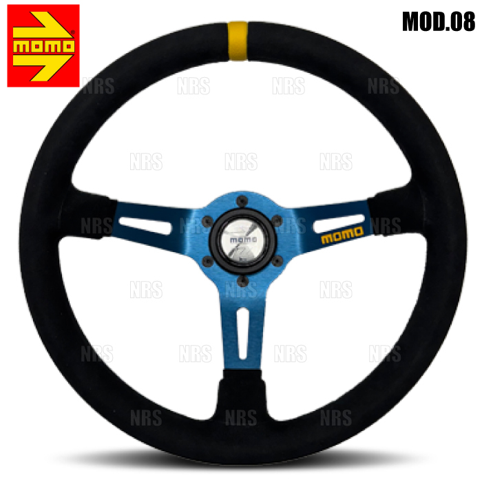MOMO モモ MOD.08 モデル08 マイクロファイバー/ブルースポーク 330mm マイクロファイバー&イエローレザー ブルースポーク (M-71拍卖