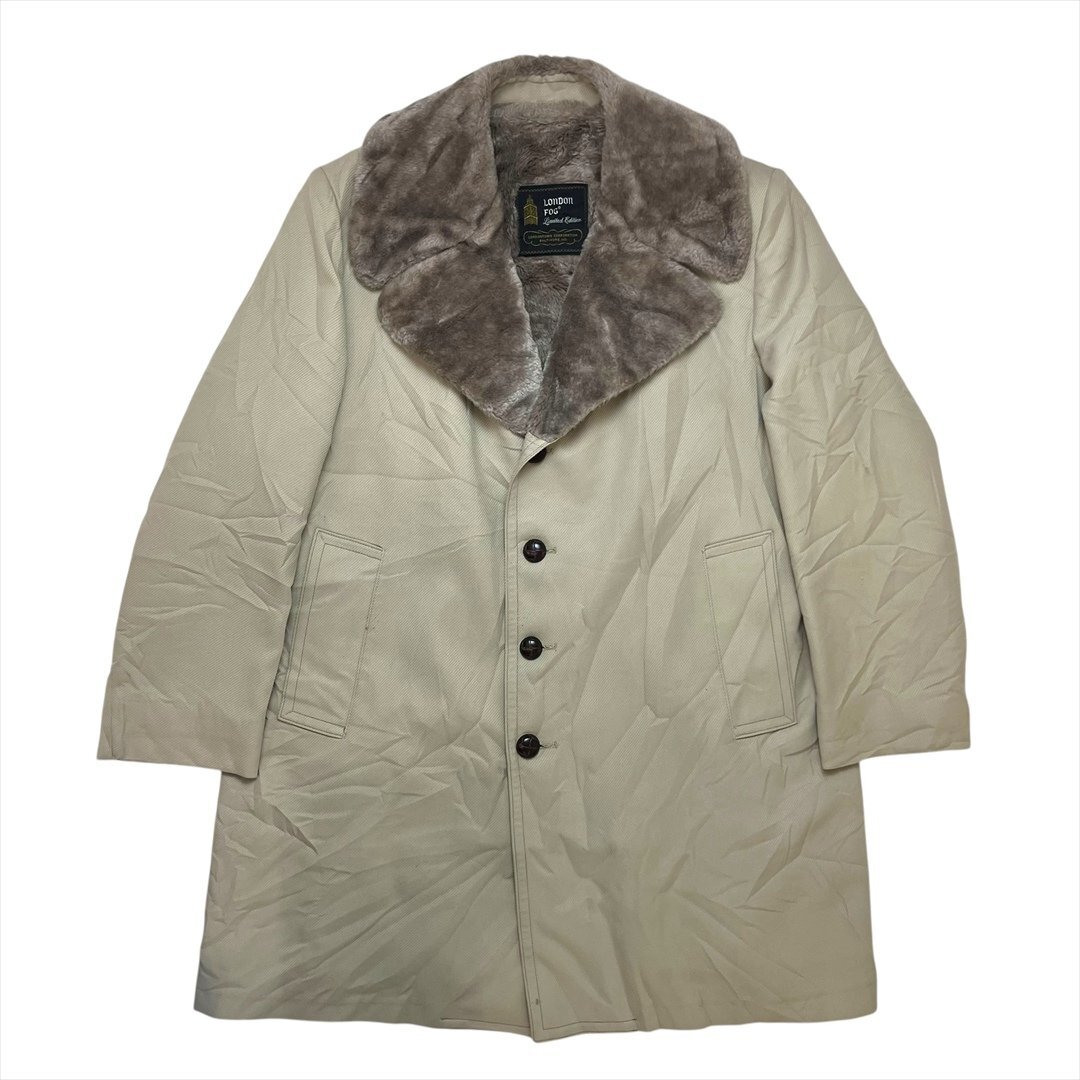 【訳アリ】 LIMITED EDITION ロンドンフォグ ボアライナー チェスター ジャケット ベージュ LONDON FOG 古着 メンズ FREE サイズ42Short拍卖