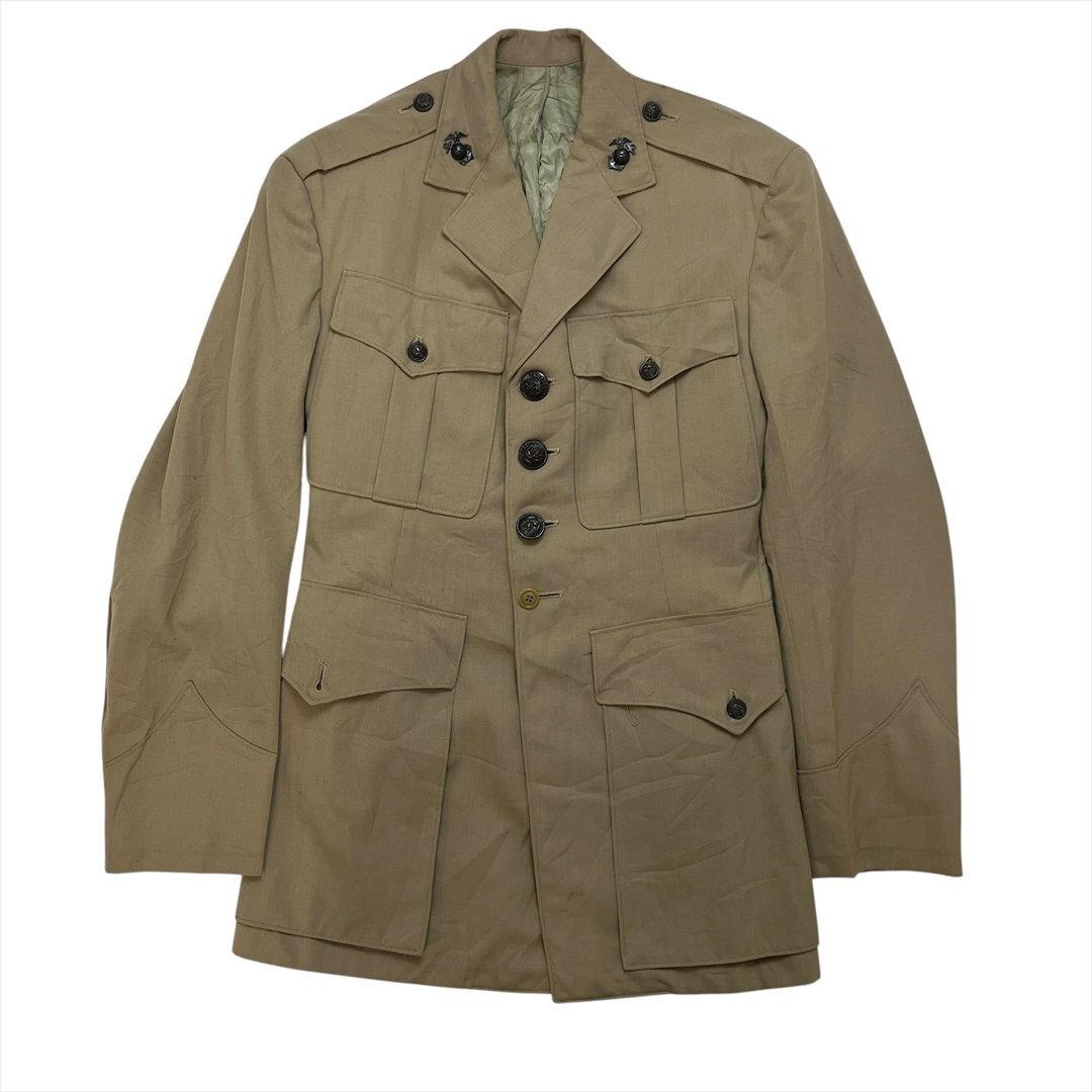 PX ヴィンテージ ミリタリー USMC 米海兵隊 サービス ドレス ジャケット ベージュ Military 古着 メンズ FREE オフィサー コート Vintage拍卖