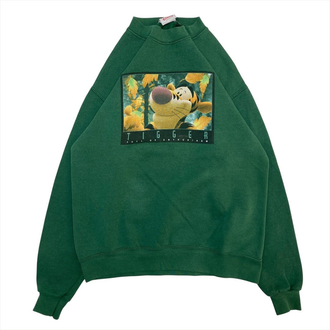00s ディズニー くまのプーさん TIGGER ティガー スウェット トレーナー グリーン Disney 古着 メンズ S スエット USA製 ヴィンテージ拍卖