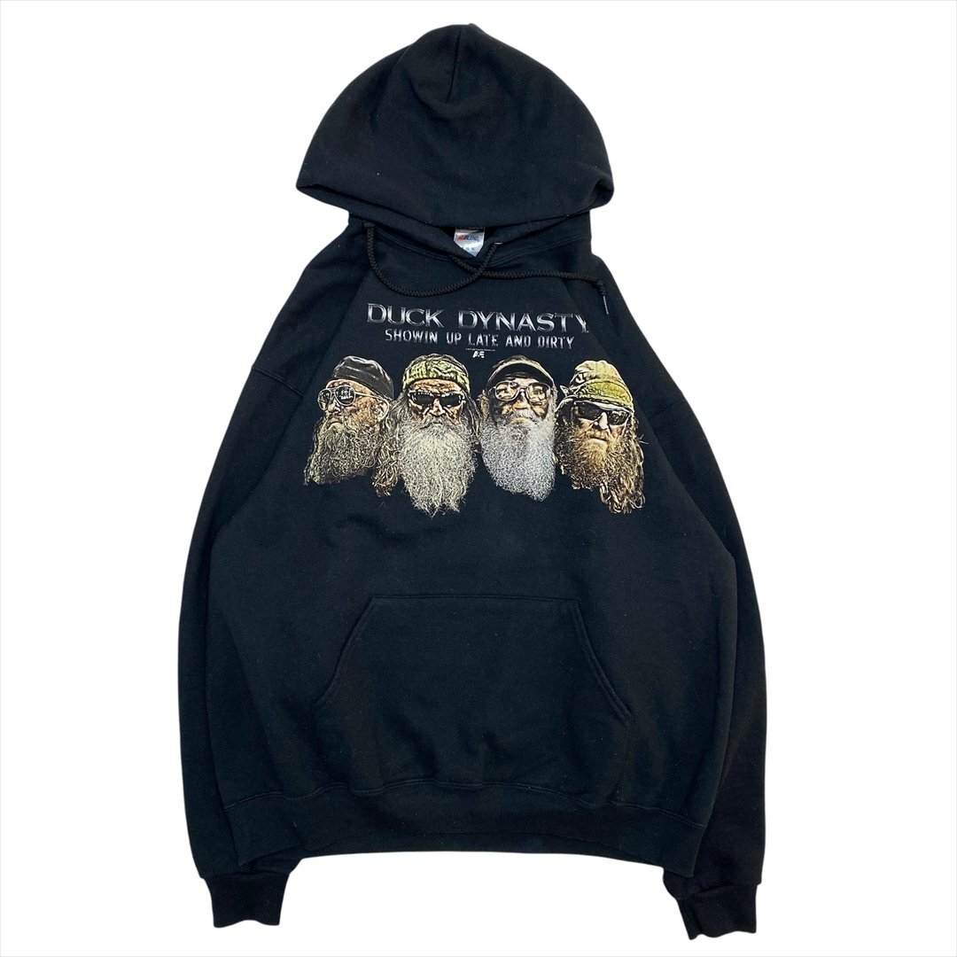 00s JERZEES DUCKDYNASTY ダックダイナスティ ムービー スウェット パーカー ブラック 古着 メンズ XL スエット プルオーバー ヴィンテージ拍卖