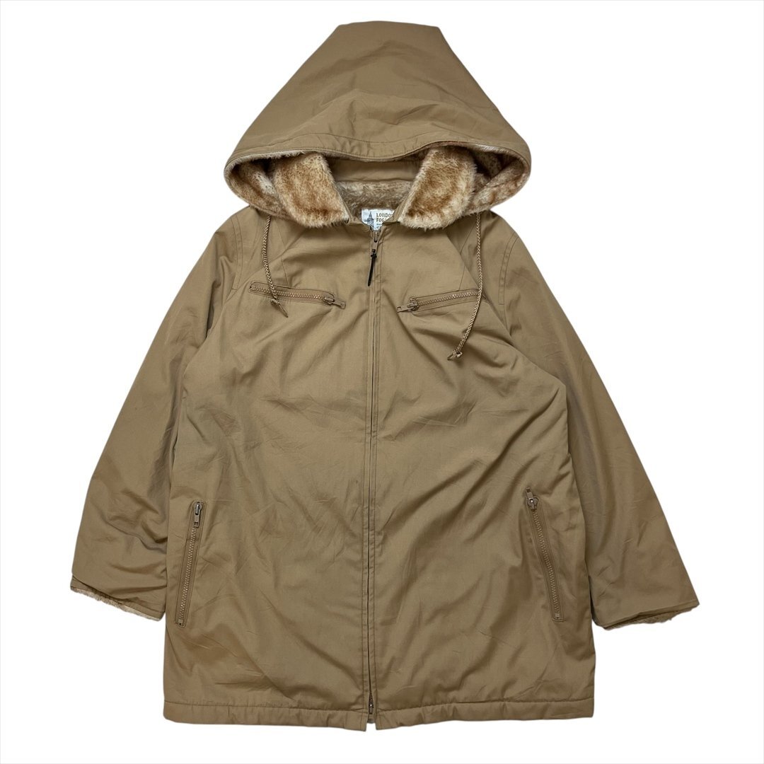 70s-80s vintage ロンドンフォグ ボア ライナー パーカー ベージュ LONDON FOG 古着 レディース FREE コート サイズ16 1/2 ヴィンテージ拍卖