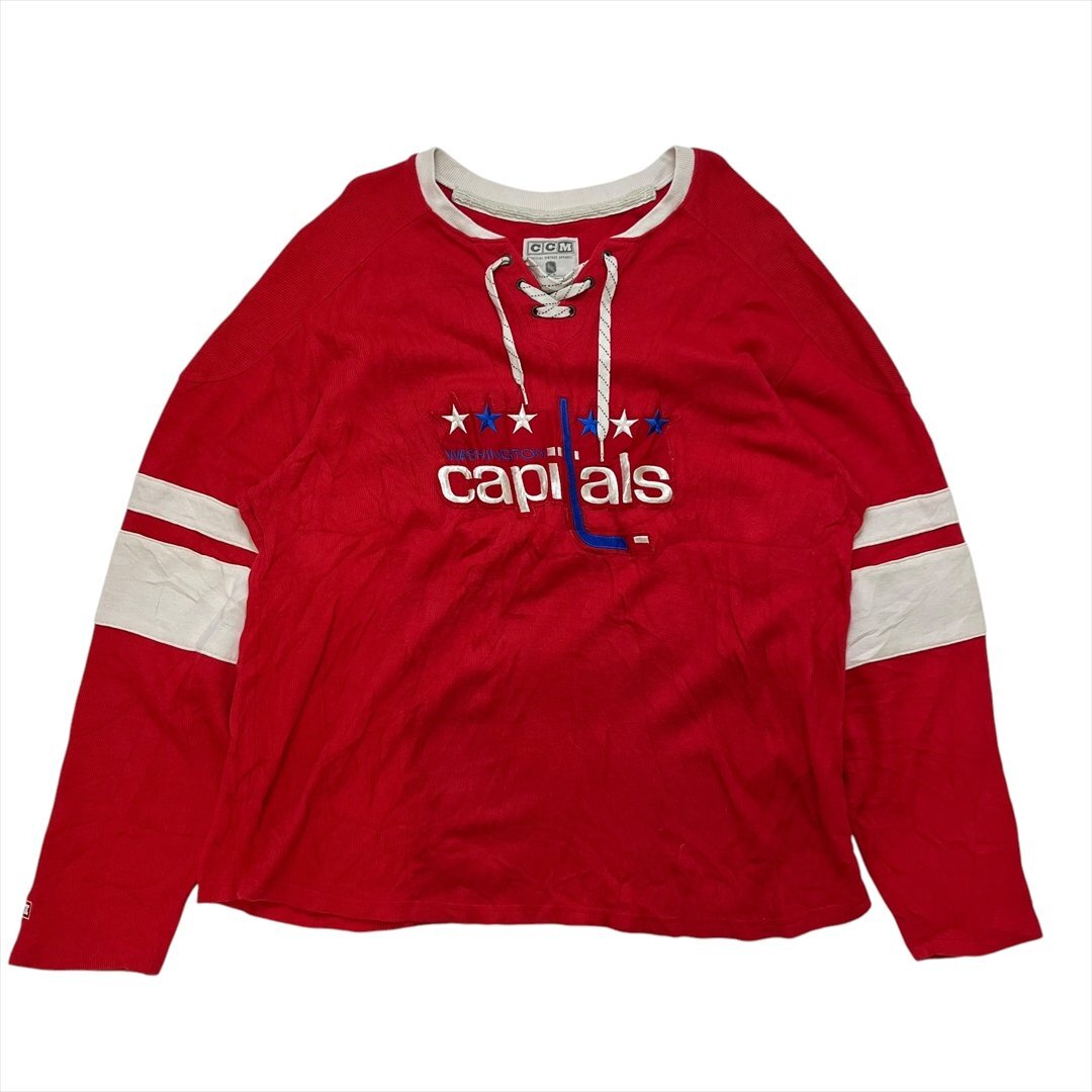 CCM NFL ワシントン キャピタルズ レースアップ スウェット トレーナー レッド 古着 メンズ XXL アメフト Vintage ヴィンテージ ビンテージ拍卖