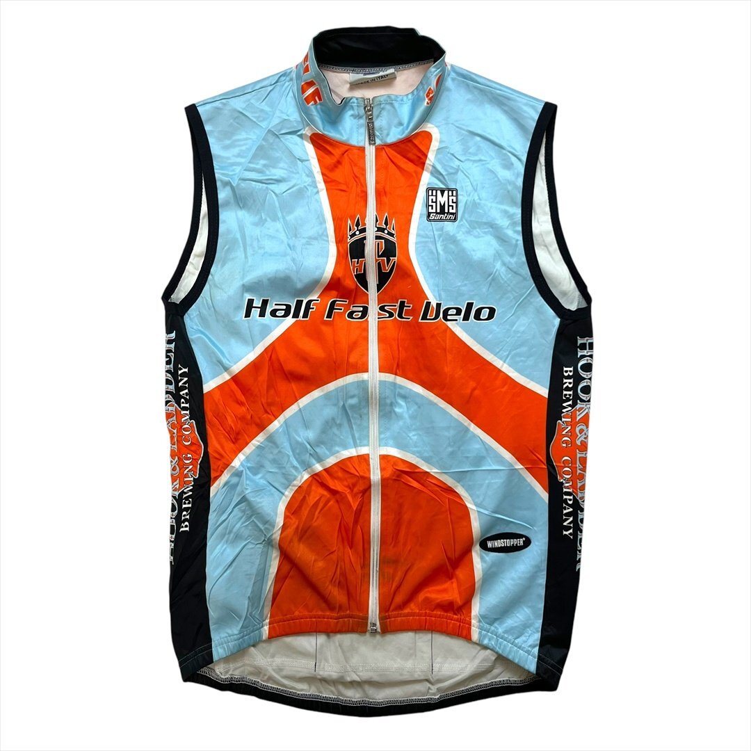 Santini LIQUIGAS サイクル ジャージ ベスト ブルー 古着 メンズ M イタリア製 Vintage ヴィンテージ ビンテージ拍卖