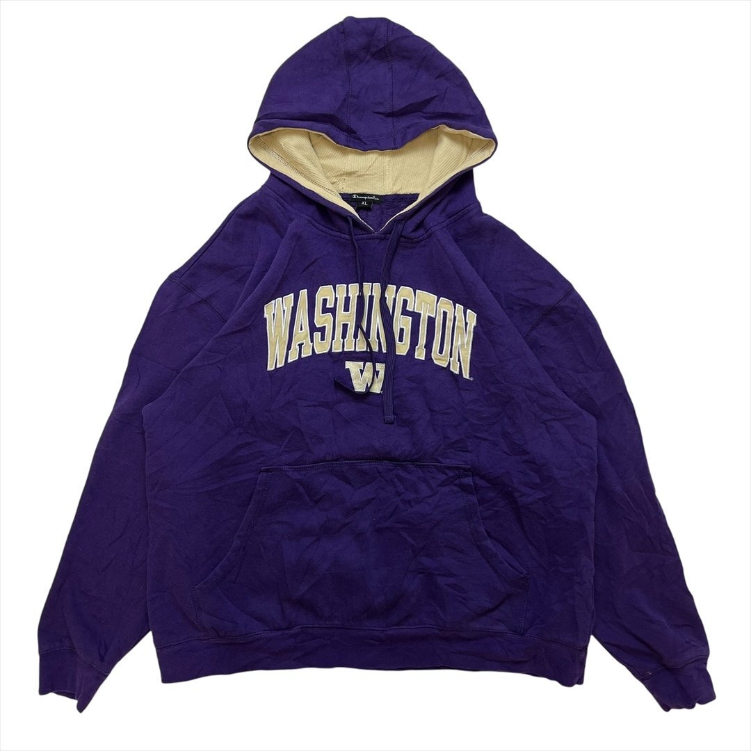 elite チャンピオン ワシントン 大学 裏起毛 カレッジ ロゴ スウェット パーカー パープル Champion 古着 メンズ XL Vintage ヴィンテージ拍卖