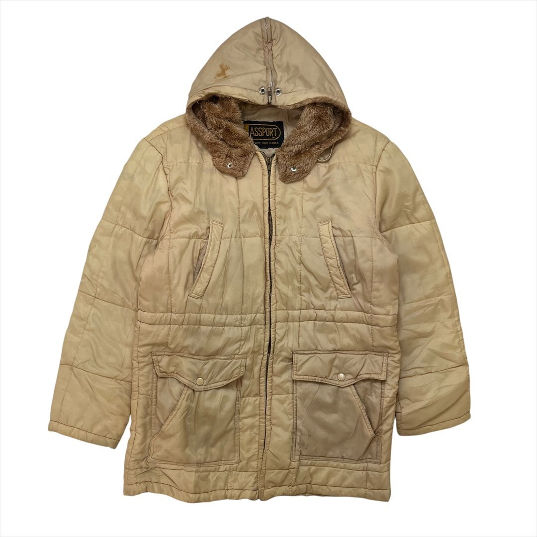 70s Vintage Passport Inc マウンテン ジャケット パーカー ベージュ 古着 メンズ M フーディー 韓国製 ヴィンテージ ビンテージ拍卖