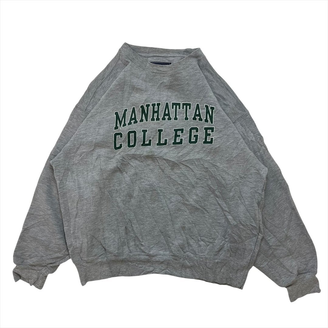 90s Vintage JANSPORT マンハッタン 裏起毛 カレッジ ロゴ スウェット トレーナー グレー 古着 メンズ L スエット Vintage ヴィンテージ拍卖