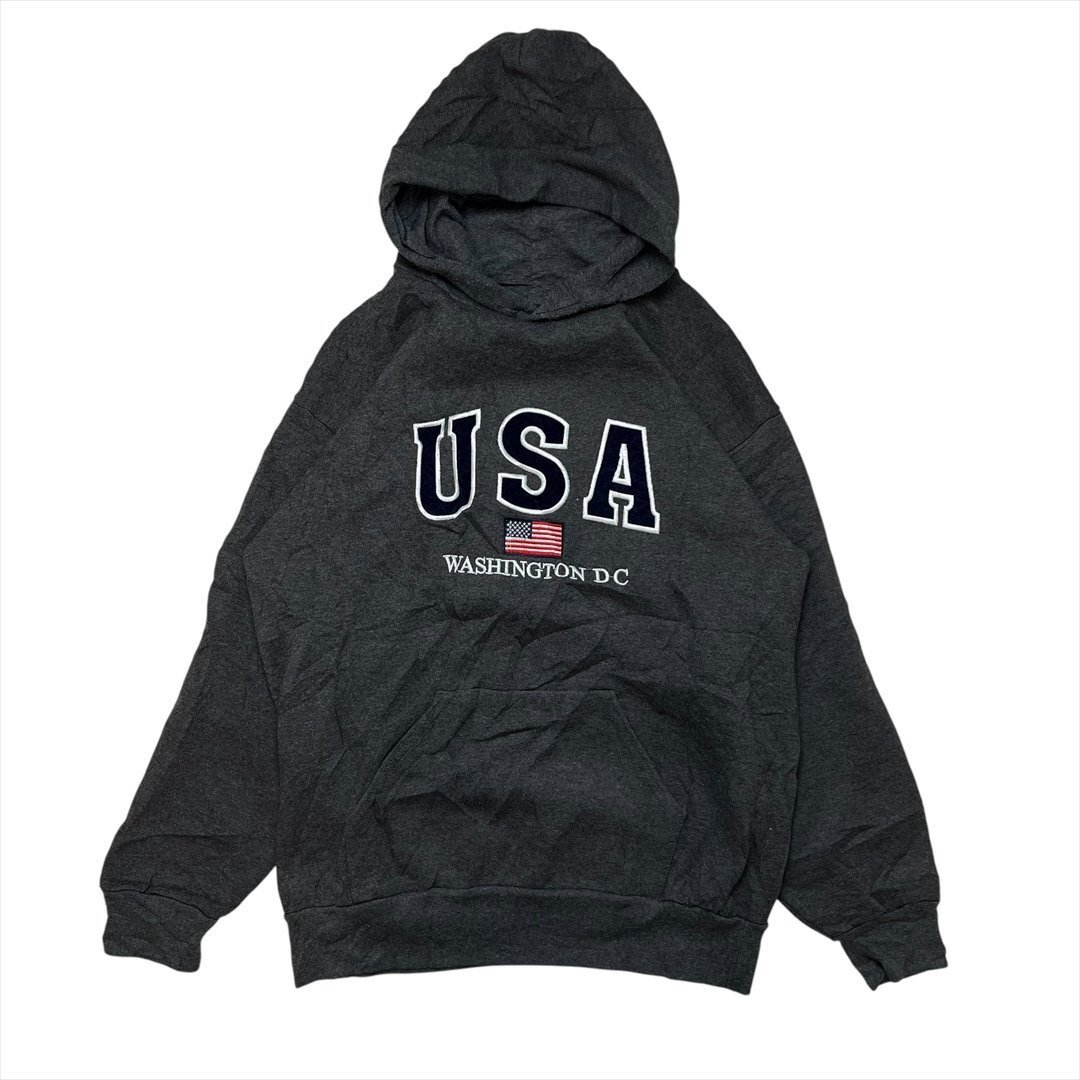 90s Vintage AMERICAN KNIT WEAR ワシントンDC スウェット パーカー グレー 古着 メンズ L スエット USA製 ヴィンテージ ビンテージ拍卖