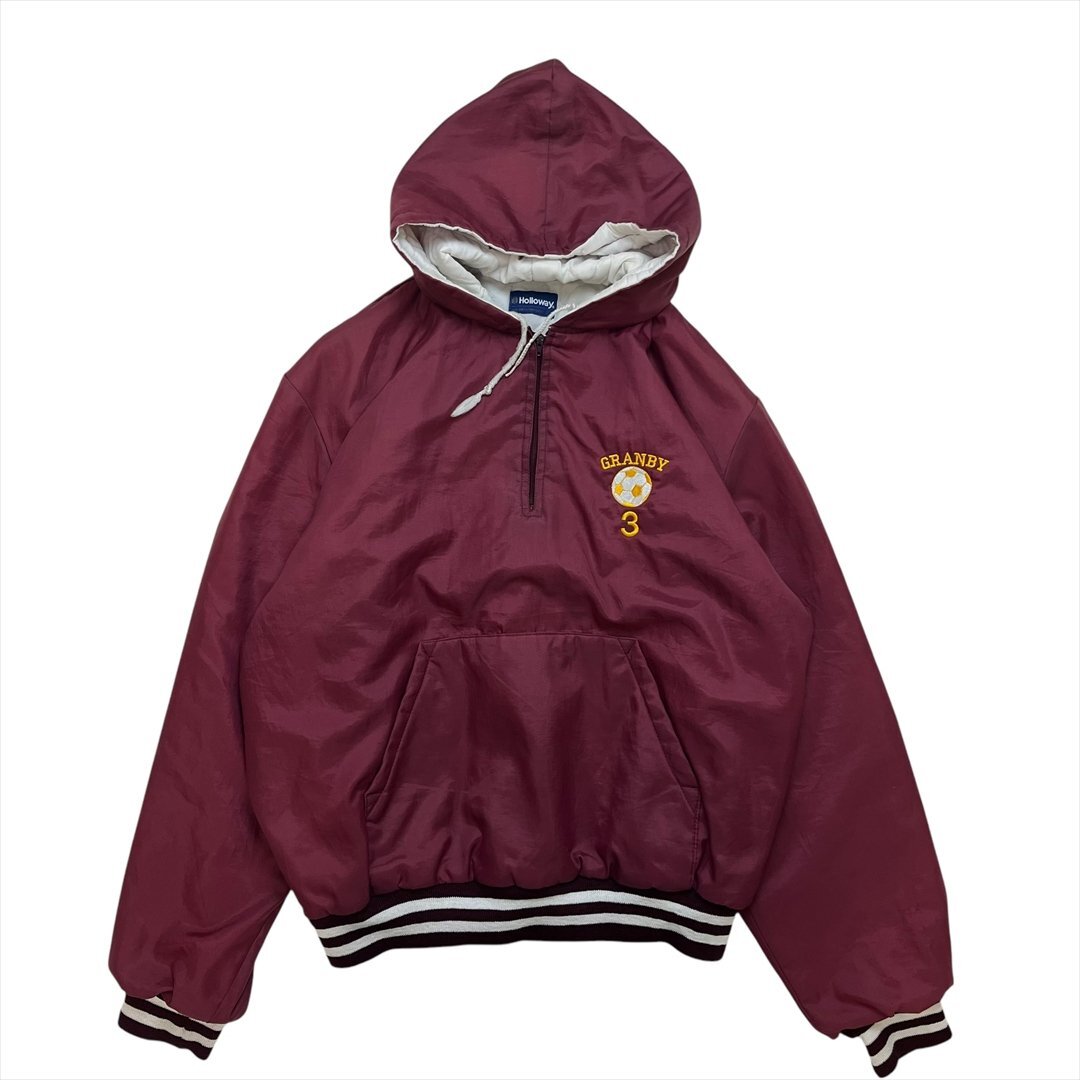 70s~80s Vintage HOLLOWAY ホロウェイ GRANBY アノラック パーカー ワインレッド 古着 メンズ L 裏地 キルティング USA製 ヴィンテージ拍卖