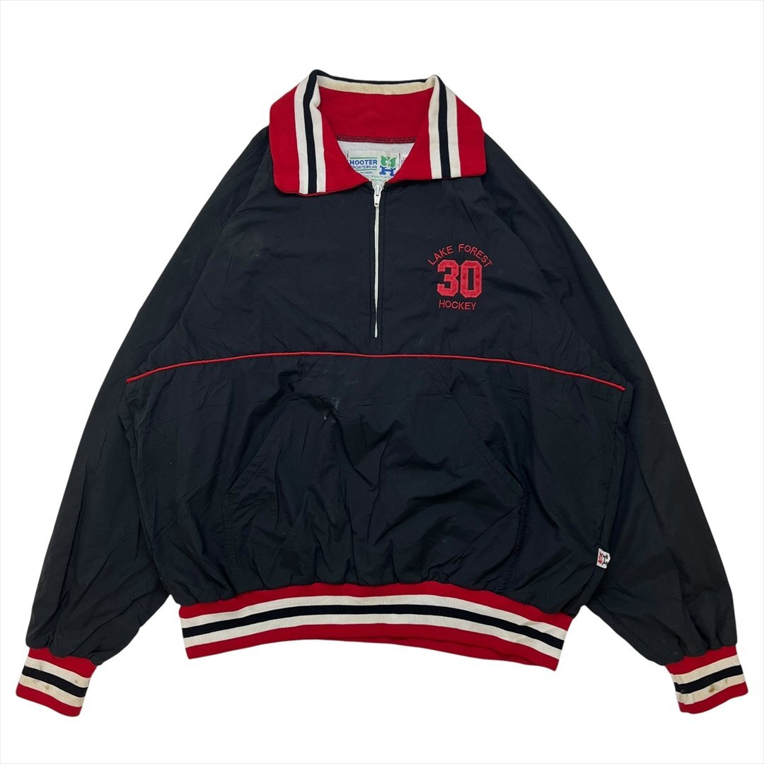 HOOTER SPORTS WEAR ハーフジップ アノラック トレーナー ブラック 古着 メンズ XXL USA製 プルオーバー Vintage ヴィンテージ拍卖