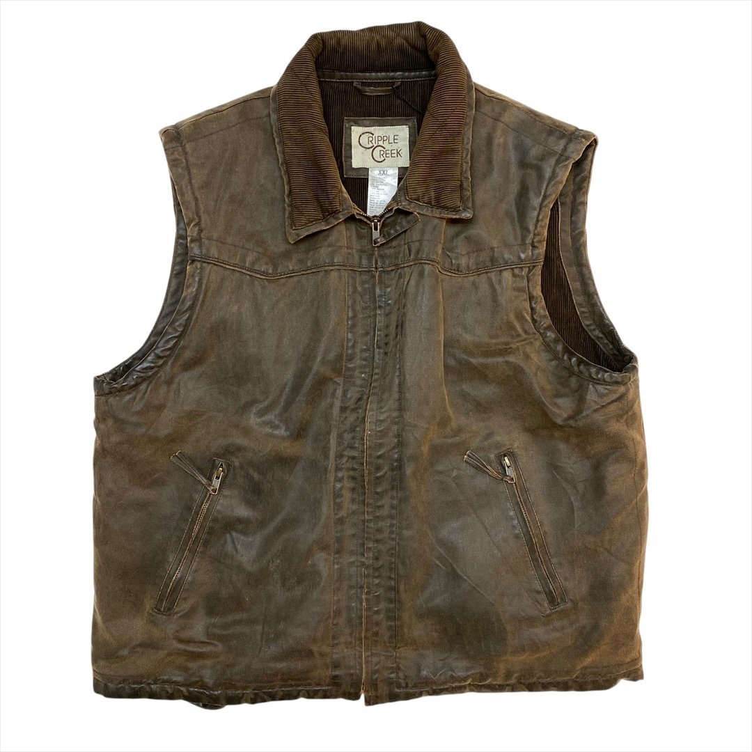 CRIPPLE CREEK エンザイム ウォッシュ コンシールド キャリー ベスト ブラウン 古着 メンズ XXL 襟 コーデュロイ Vintage ヴィンテージ拍卖