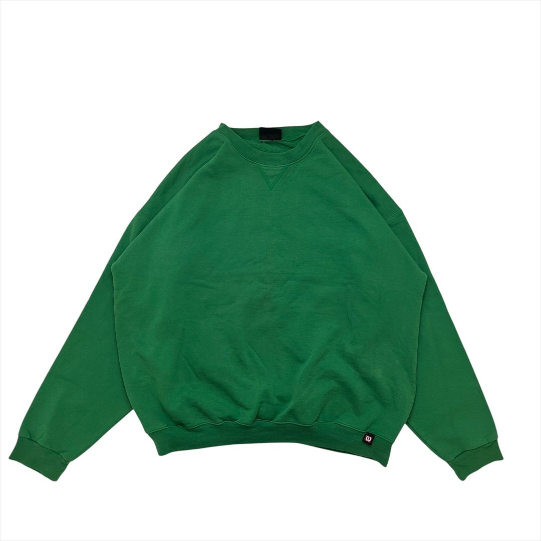 00s Vintage Wilson ウィルソン 裏起毛 無地 スウェット トレーナー グリーン 古着 メンズ FREE スエット Vガゼット ヴィンテージ拍卖