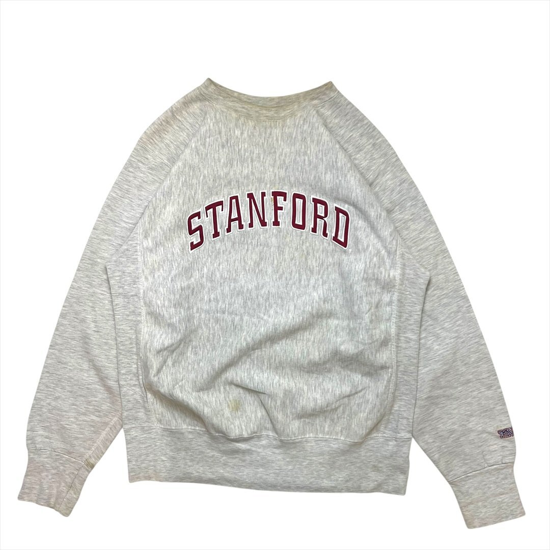 90s Vintage MVSPORT STANFORD カレッジ ロゴ スウェット トレーナー グレー 古着 メンズ M リバースウィーブタイプ スエット ヴィンテージ拍卖