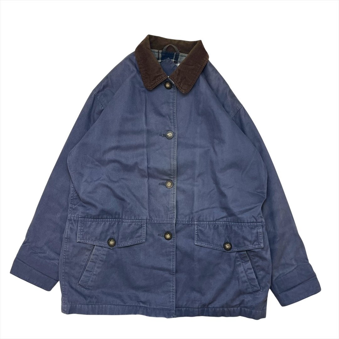 90s Vintage ST.JOHN'S BAY ハンティング ジャケット ネイビー 古着 レディース M 襟 コーデュロイ 裏地 チェック柄 ヴィンテージ拍卖