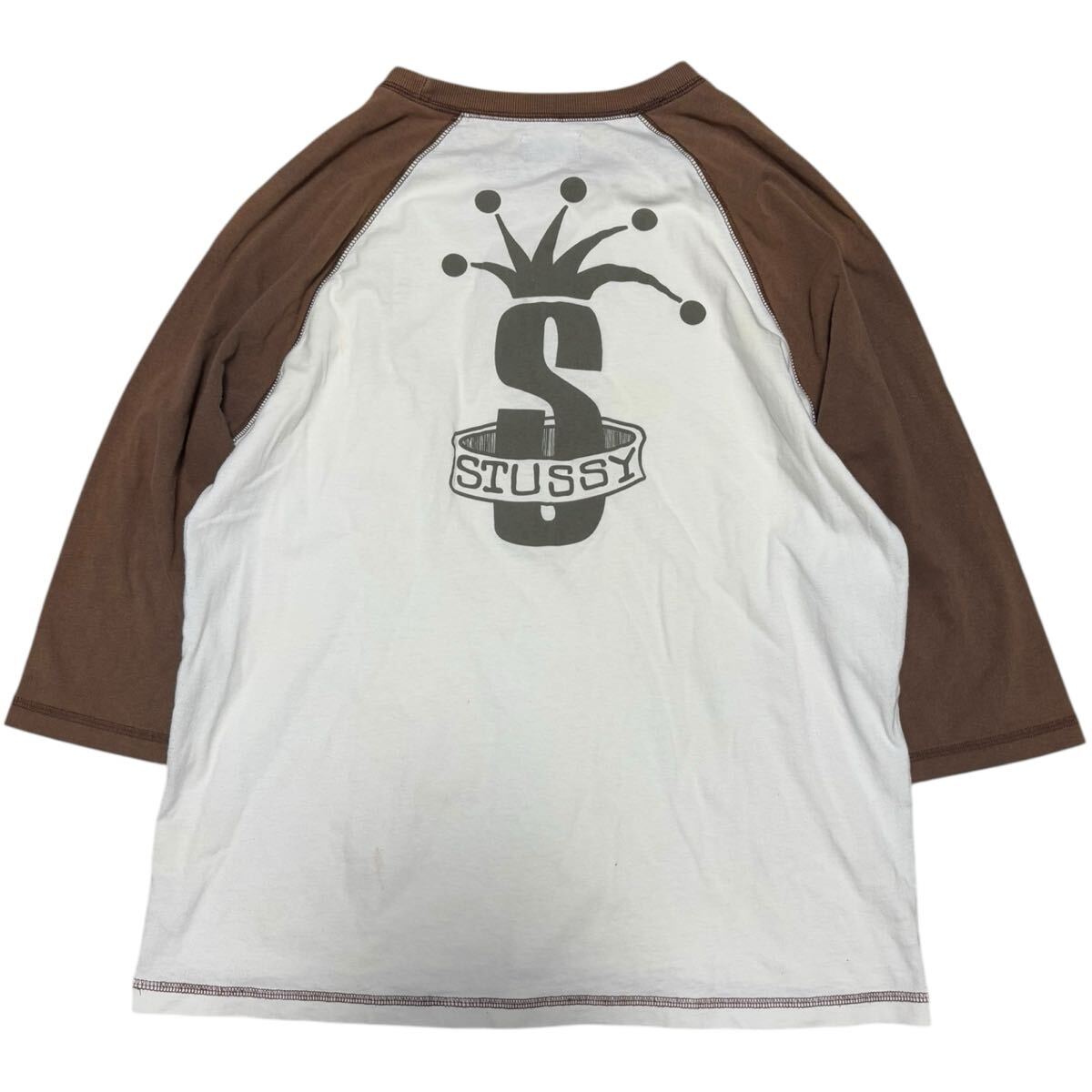 Rare 00s OLD STUSSY USA製 Mサイズ raglan sleeve crown print t-shirt ステューシー ラグラン Tシャツ クラウンプリント y2k archive拍卖