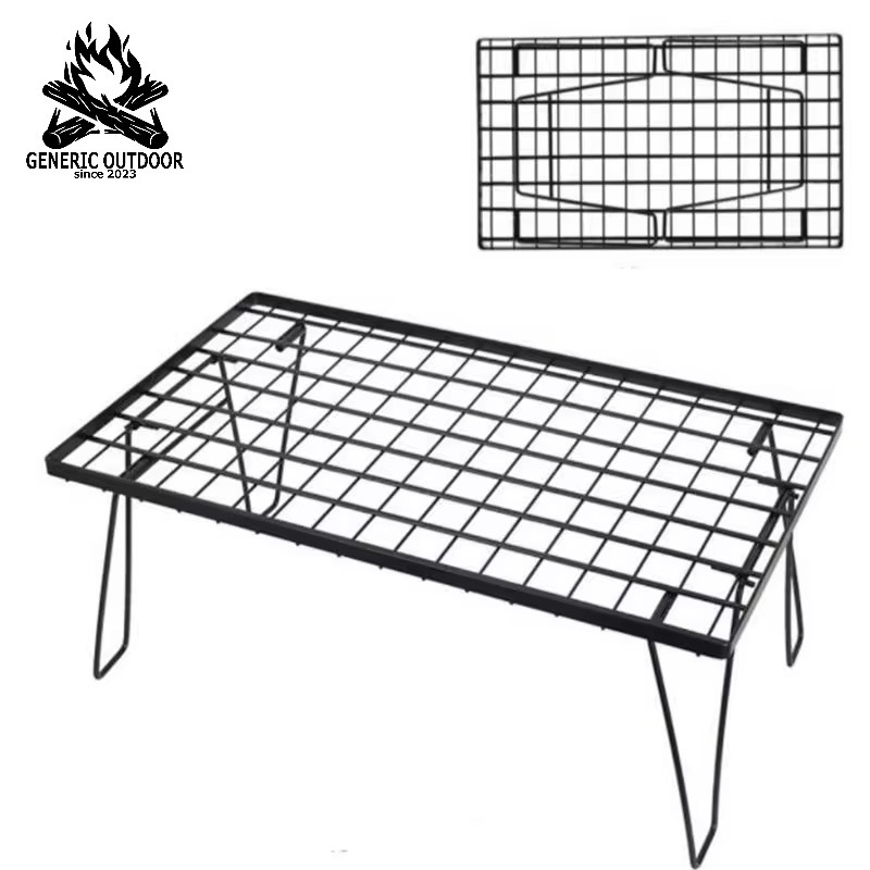 GENERIC OUTDOOR マットブラック フィールドラック アウトドアラック アイアンラック アウトドアテーブル 折りたたみテーブルローテーブル5拍卖